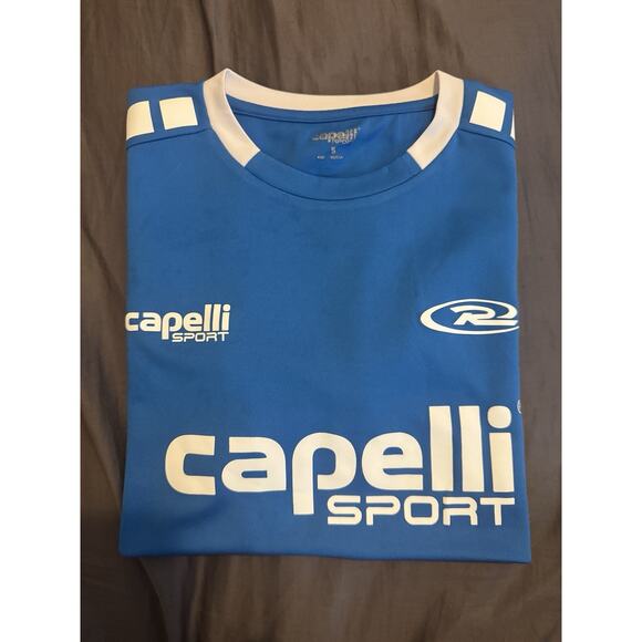 -Capelli Soccer Shirt Size Sm Blue N White Length 25.5” Chest 20” - Picture 6 of 7